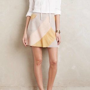 NWT ★: ANTHROPOLOGIE Patchwork Suede Mini Skirt, US 0/EU 32